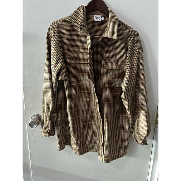 PRINCESS POLLY Plaid Oversized Flannel Button-up Shirt Size 6 - Picture 1 of 3